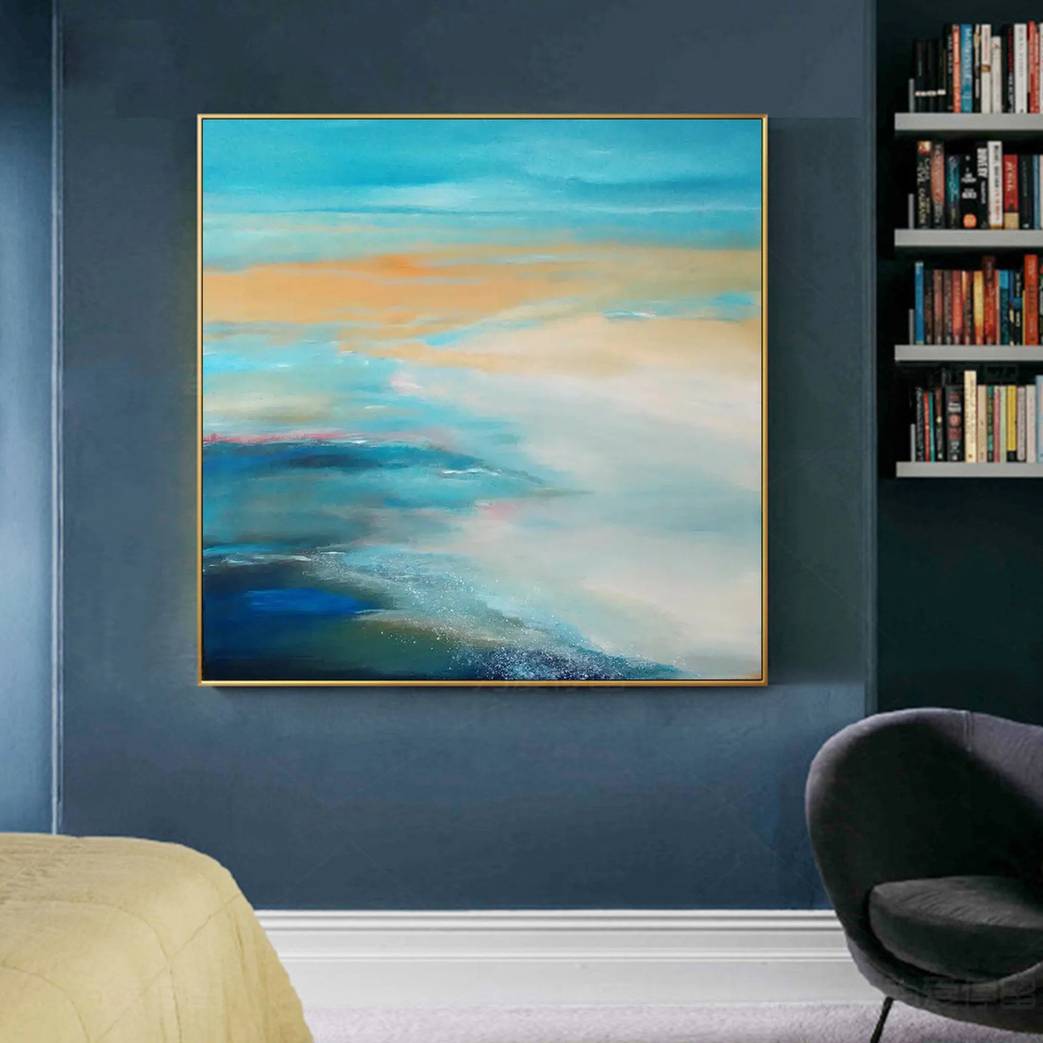 Coastal Hand-painted Seaside You Abstract Canvas Wall Art 7Z8DJ